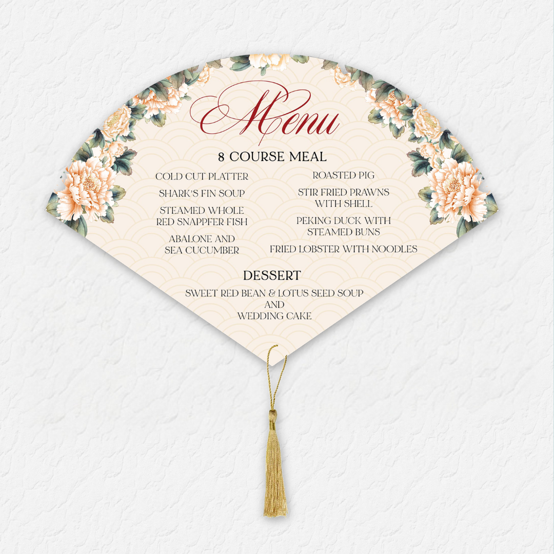 Fan Menu with Gold Tassel