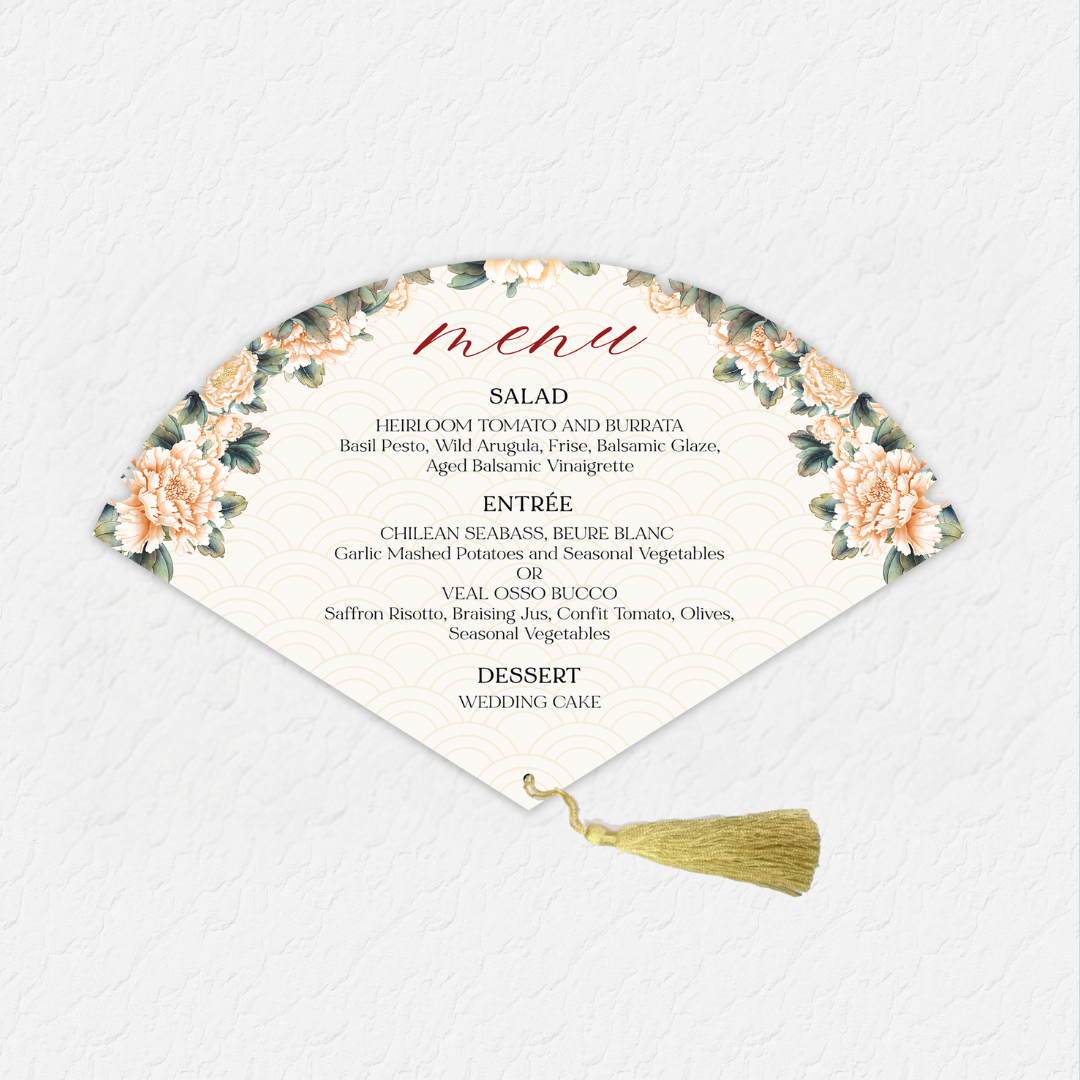 Fan Menu with Gold Tassel