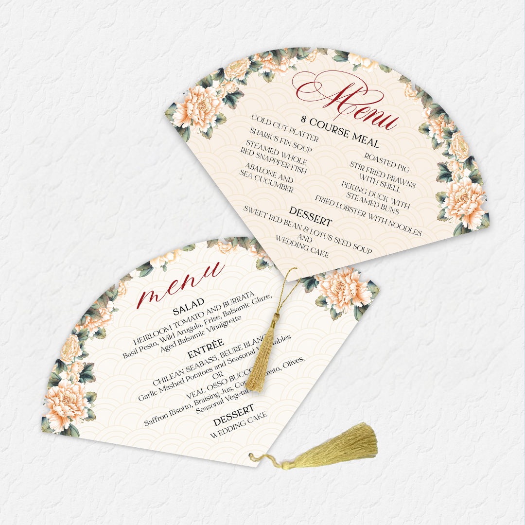 Fan Menu with Gold Tassel