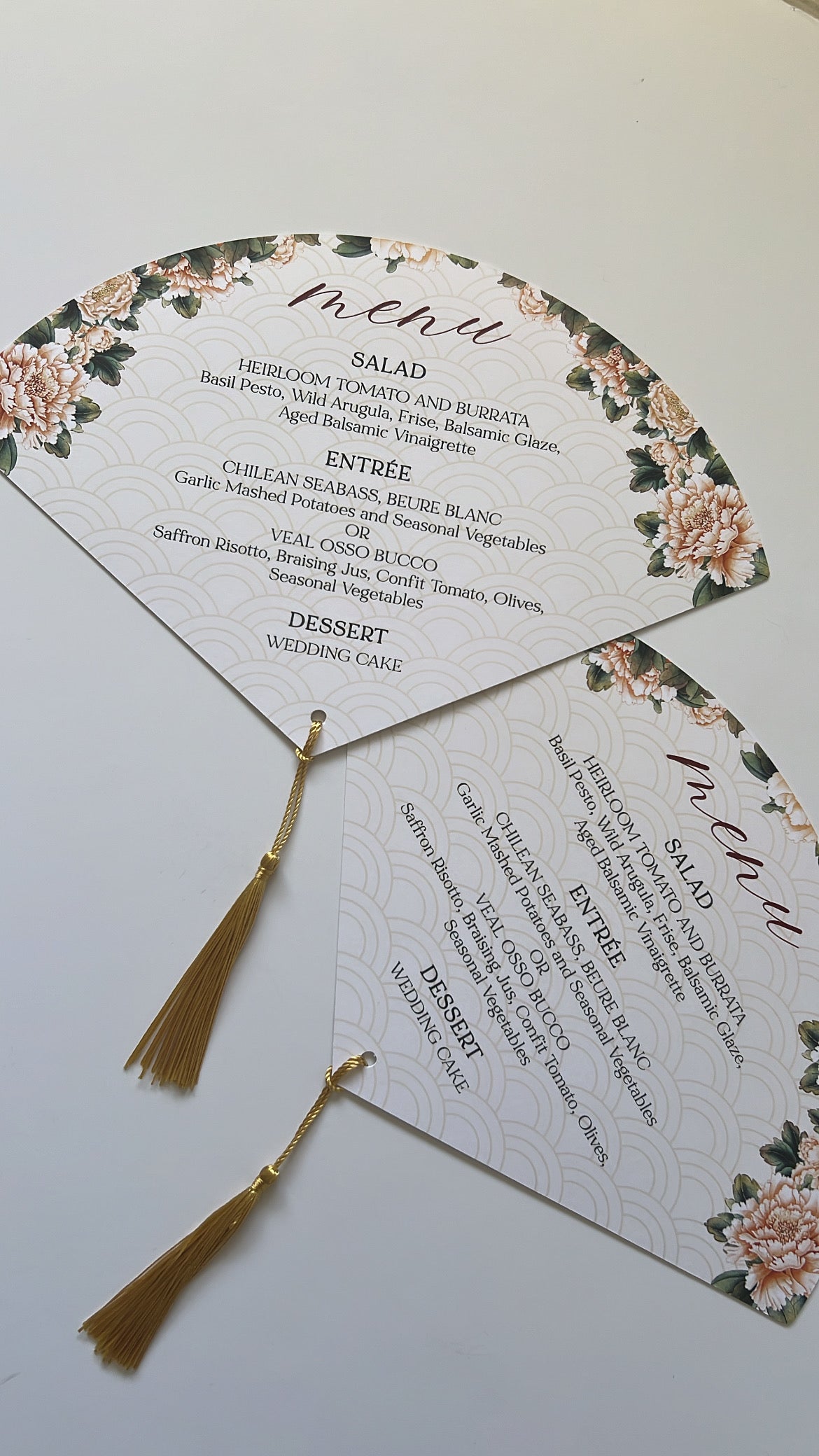 Fan Menu with Gold Tassel