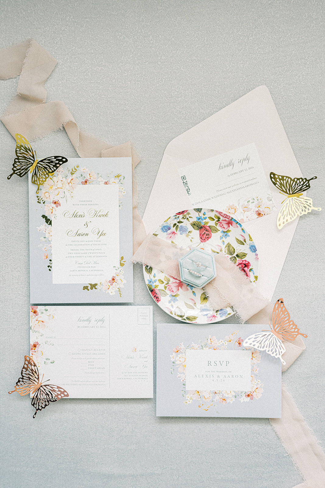 Romantic Floral Pastel Wedding Invitation Suite - Canva Digital Template Bundle