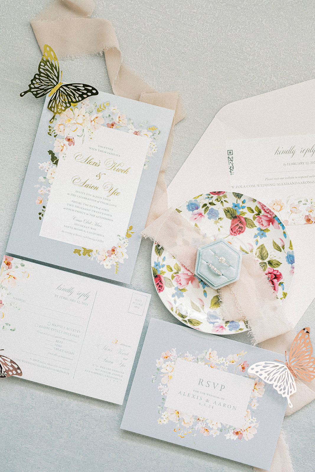 Romantic Floral Pastel Wedding Invitation Suite - Canva Digital Template Bundle