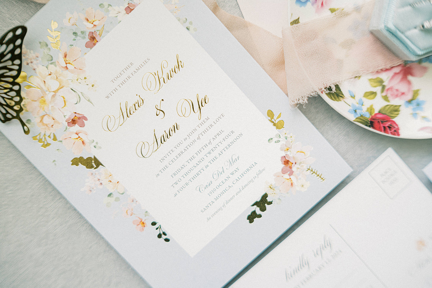 Romantic Floral Pastel Wedding Invitation Suite - Canva Digital Template Bundle