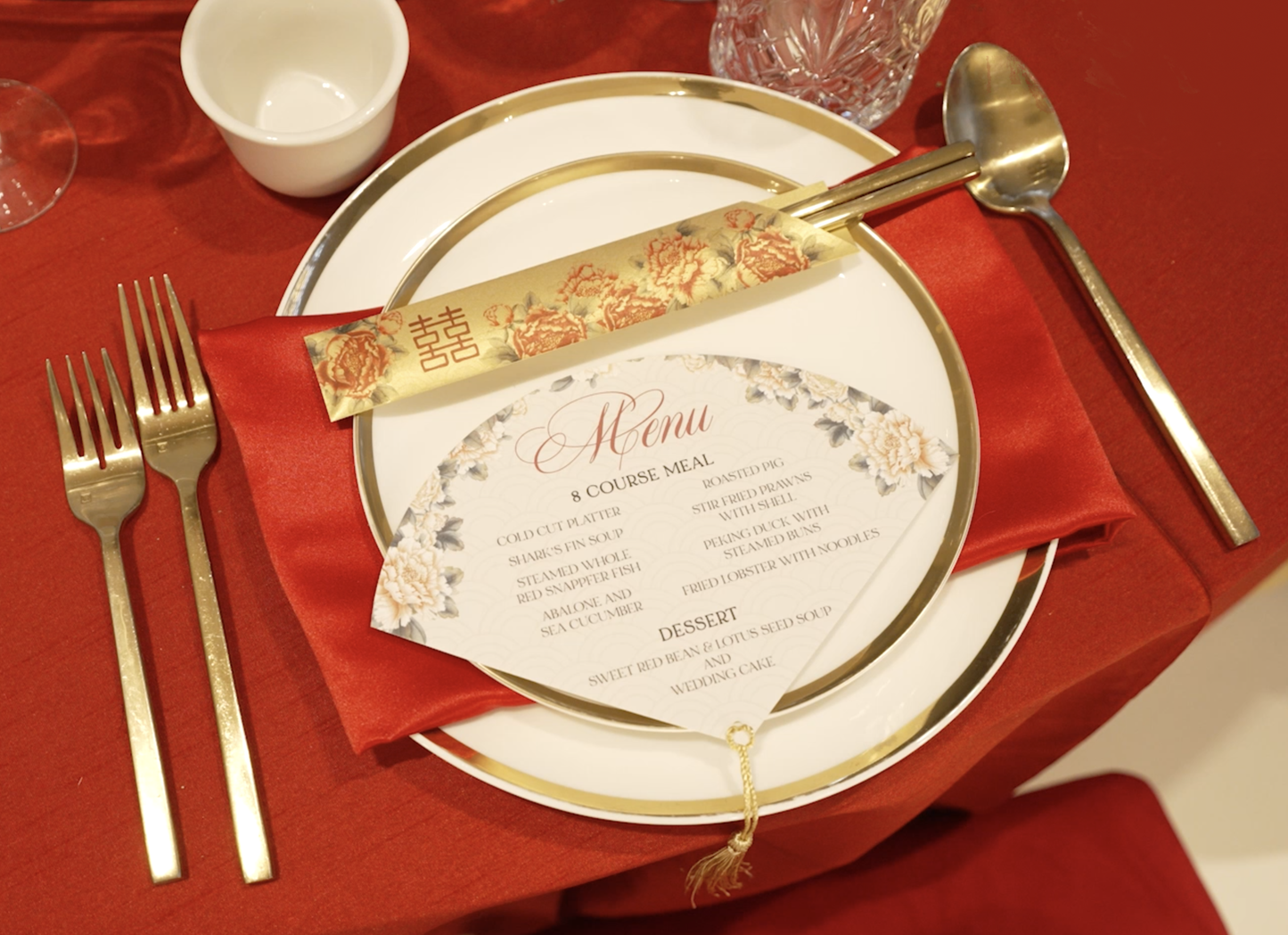 Fan Menu with Gold Tassel