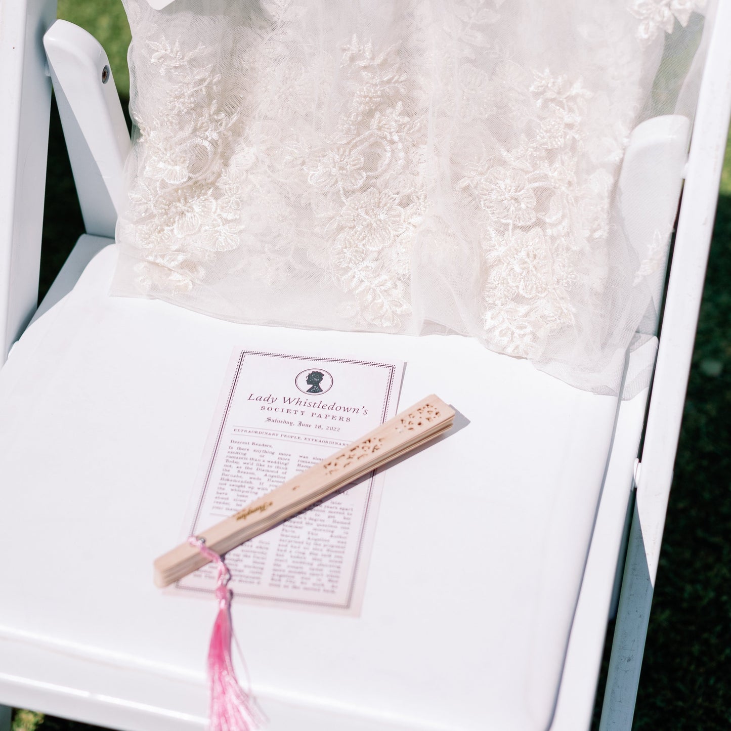 Bridgerton-Inspired Lady Whistledown Society Paper Wedding Program