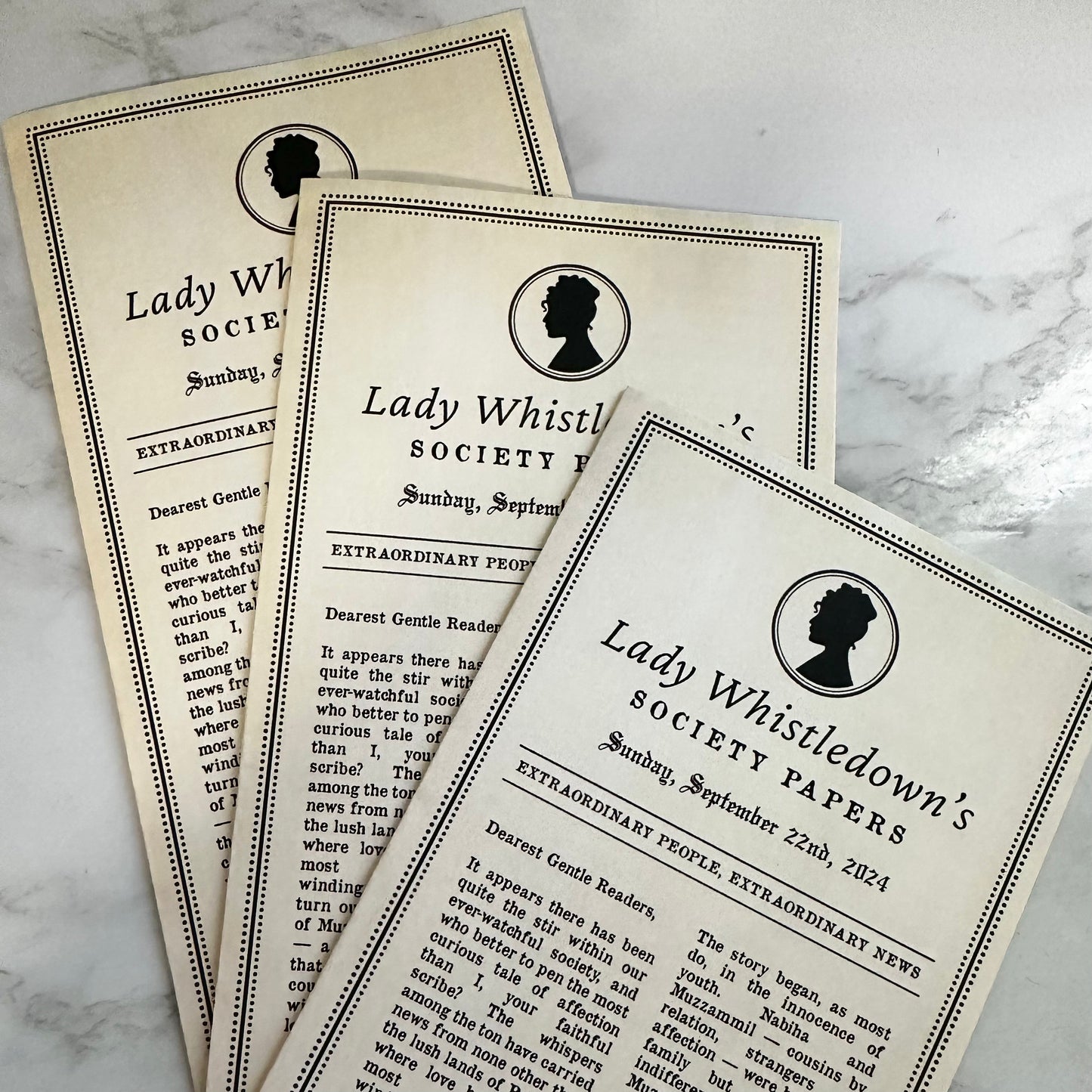 Bridgerton-Inspired Lady Whistledown Society Paper Wedding Program
