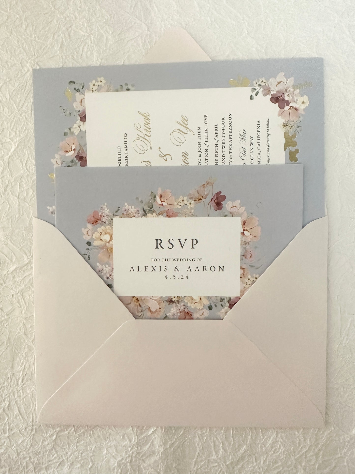 Romantic Floral Pastel Wedding Invitation Suite - Canva Digital Template Bundle
