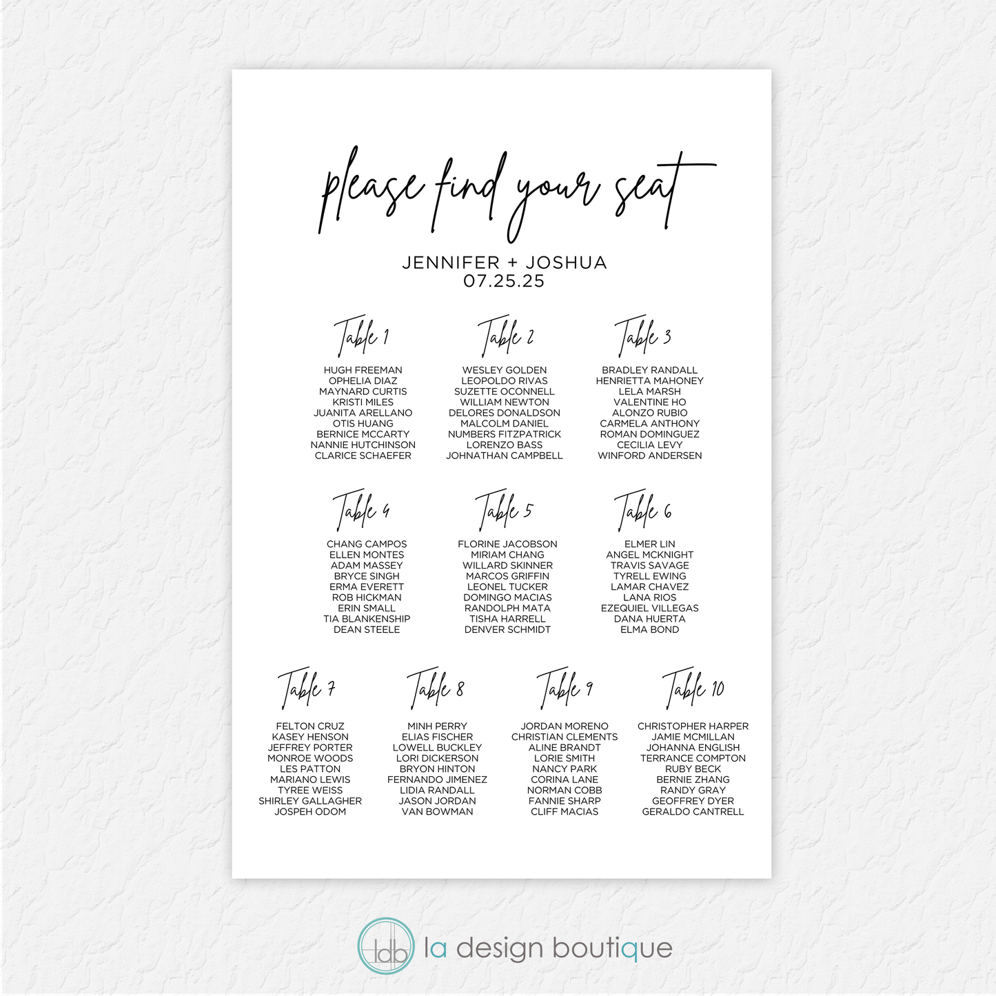 Modern and Minimal Wedding Seating Chart - Canva Digital Template