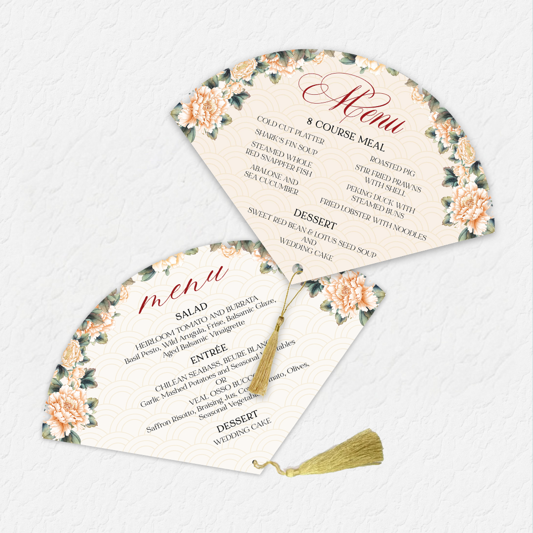 Fan Menu with Gold Tassel