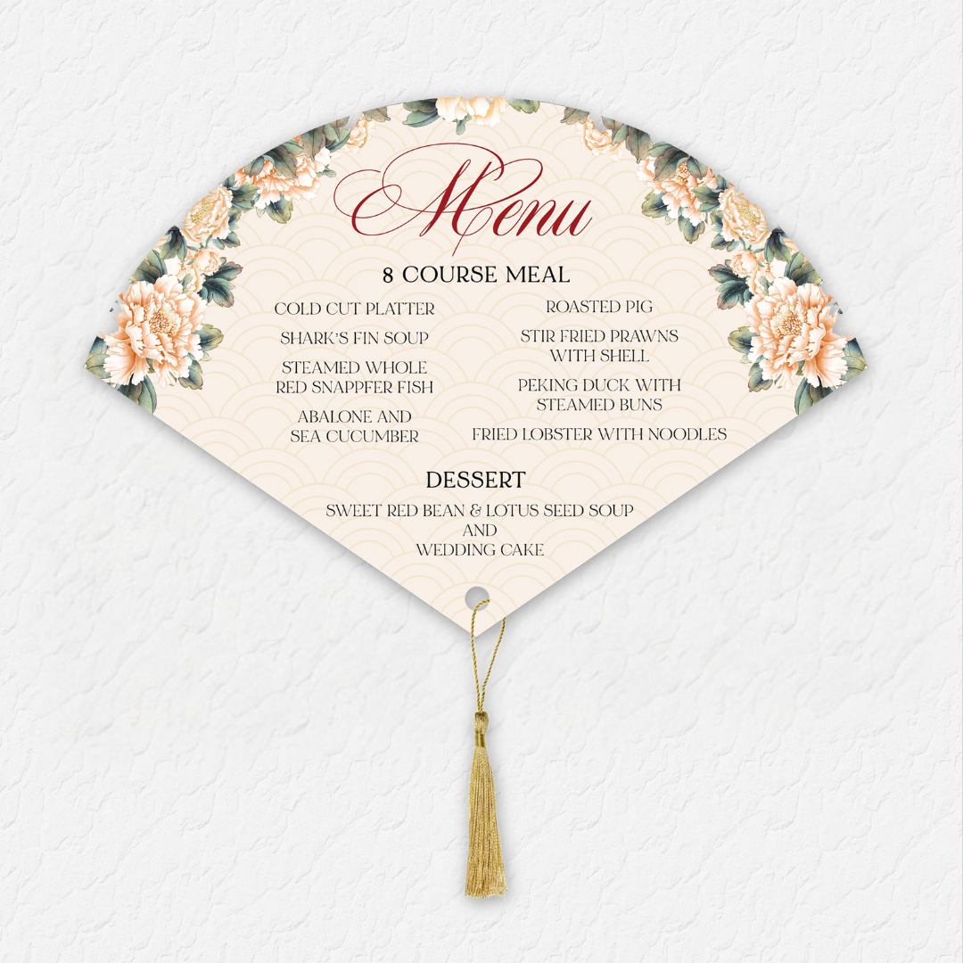 Fan Menu with Gold Tassel