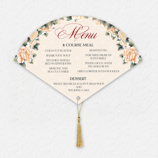 Fan Menu with Gold Tassel