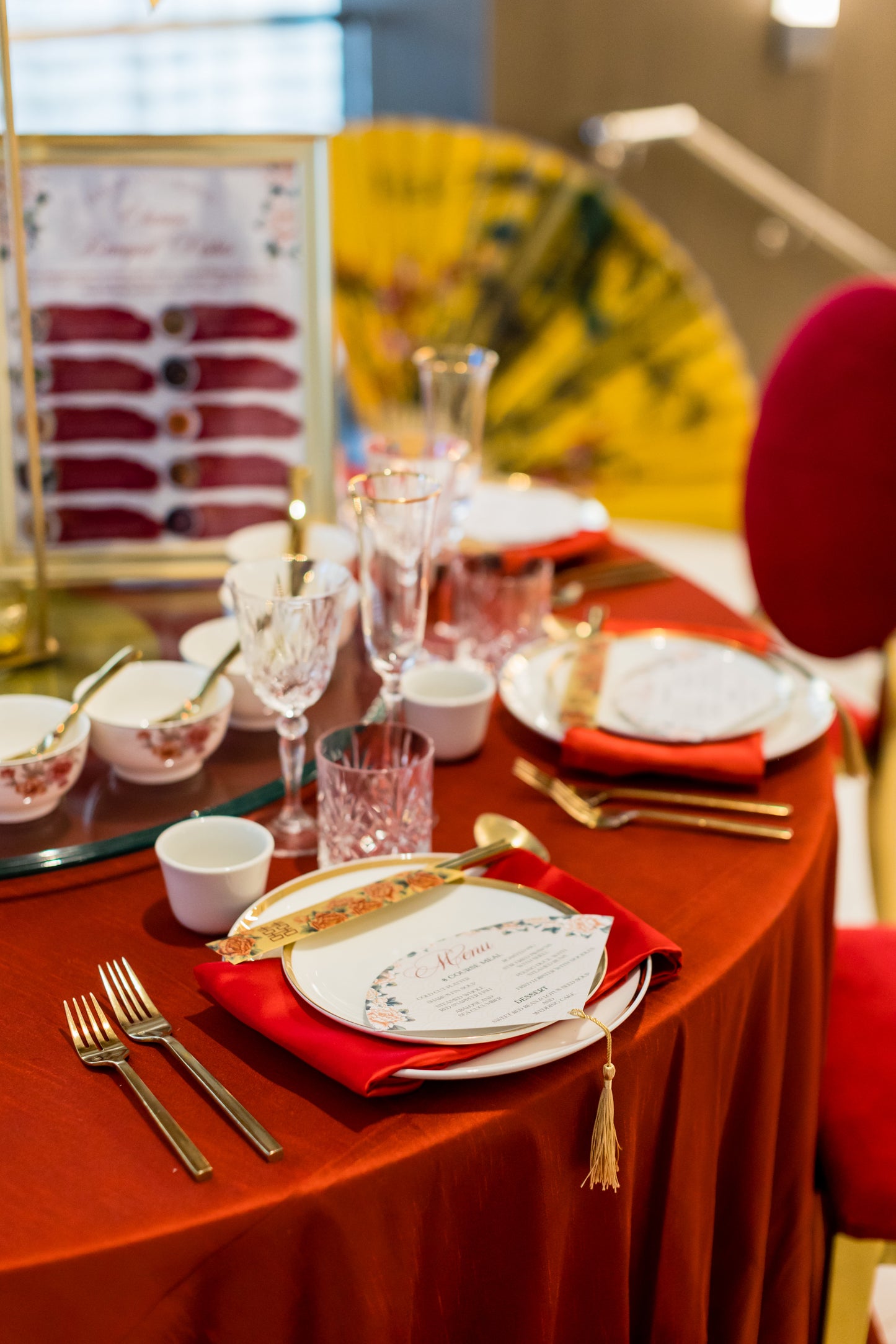 Fan Menu with Gold Tassel