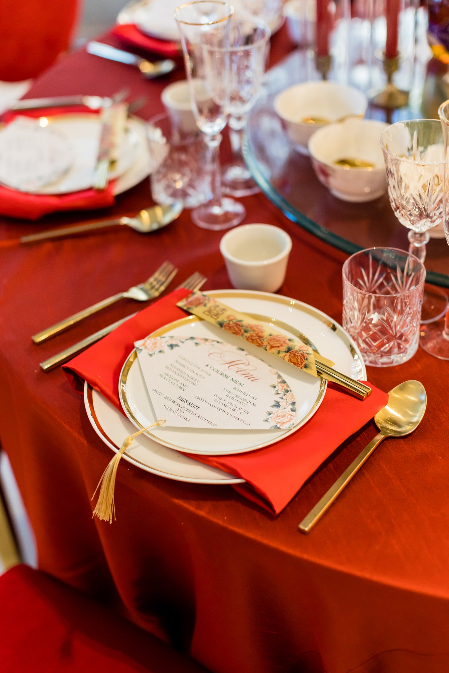 Fan Menu with Gold Tassel