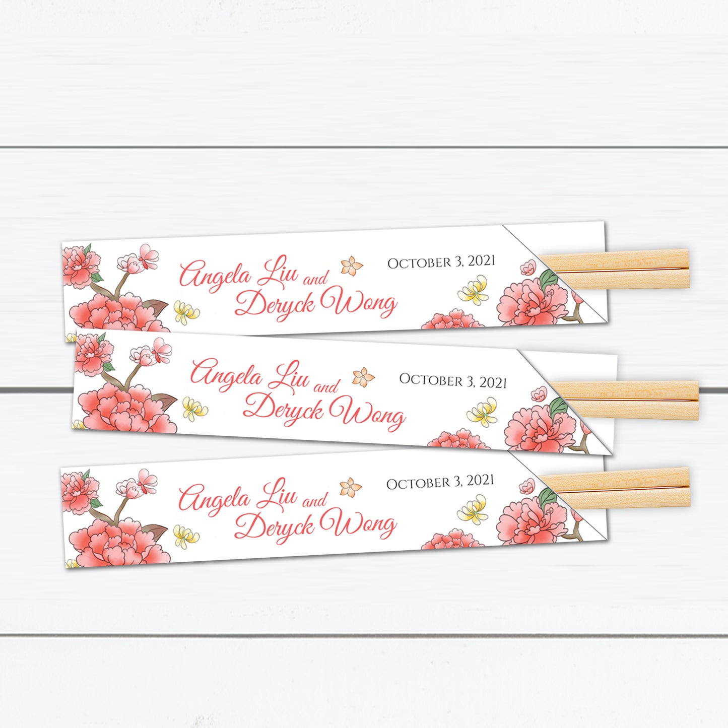 Personalized Chopstick Sleeves with Lotus Blossoms