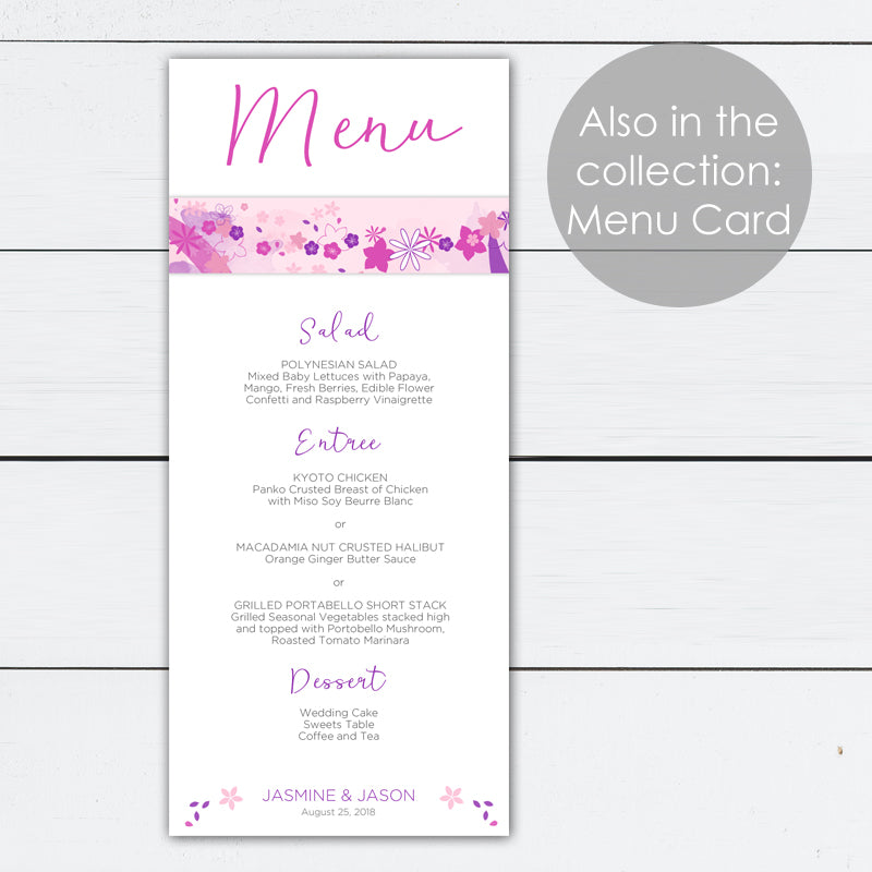 Japanese Inspired Floral Asian Wedding Invitation Suite