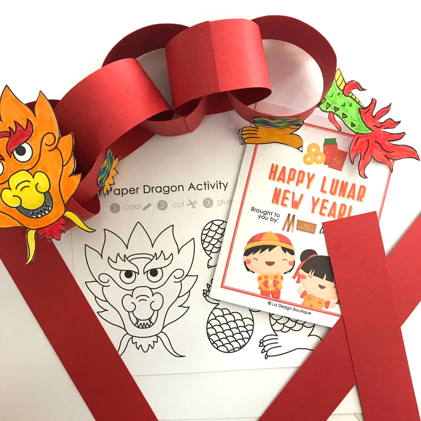 Lunar New Year Activity Sheets for Kids with DIY Paper Dragon