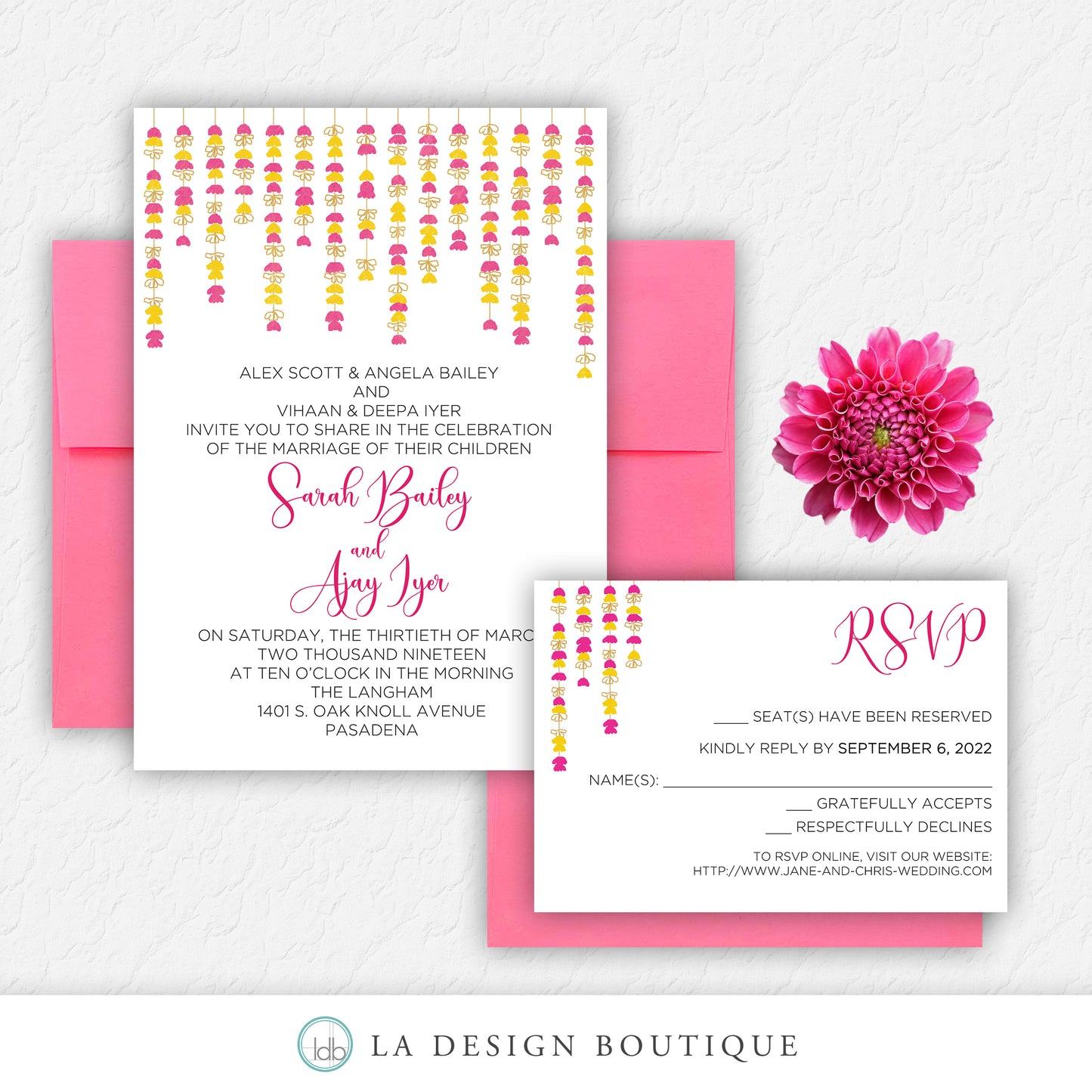 Hanging Marigolds Indian Hindu Cultural Wedding Invitation