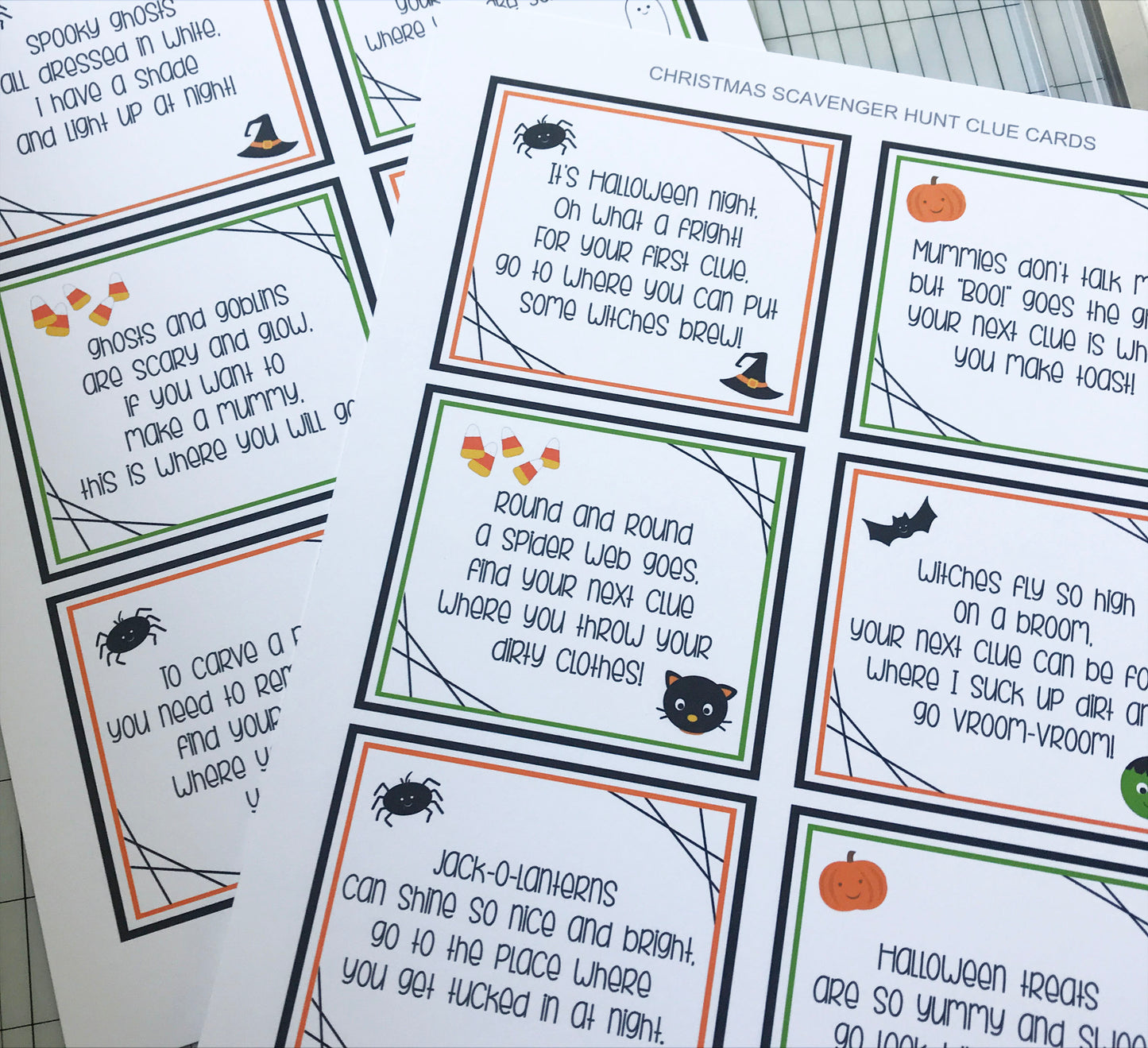 Halloween Scavenger Hunt Clue Cards