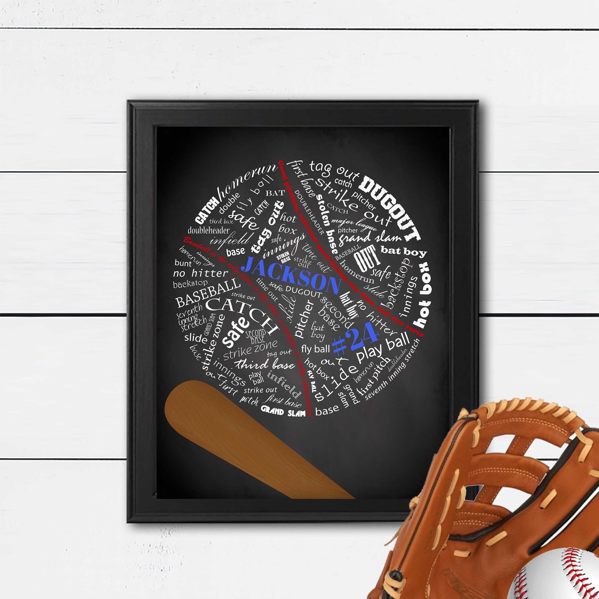 personalized baseball typography art