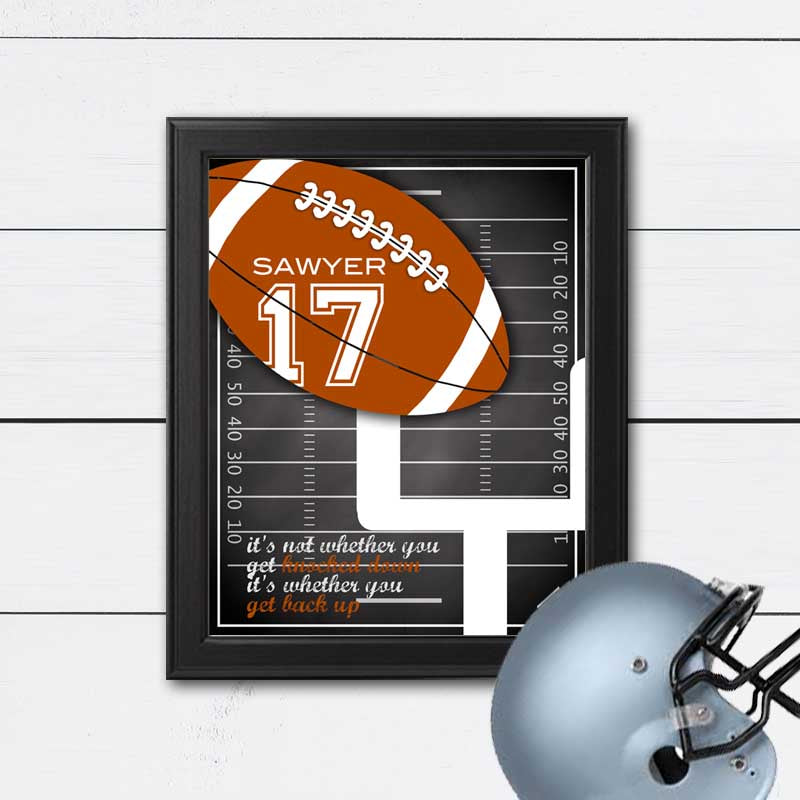 Personalized Football Art Gift with Player Name and Number