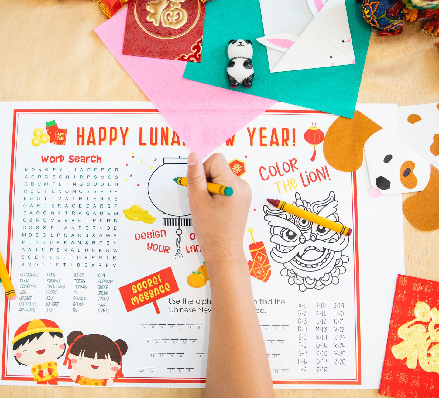 Lunar New Year Kids Placemat Activities