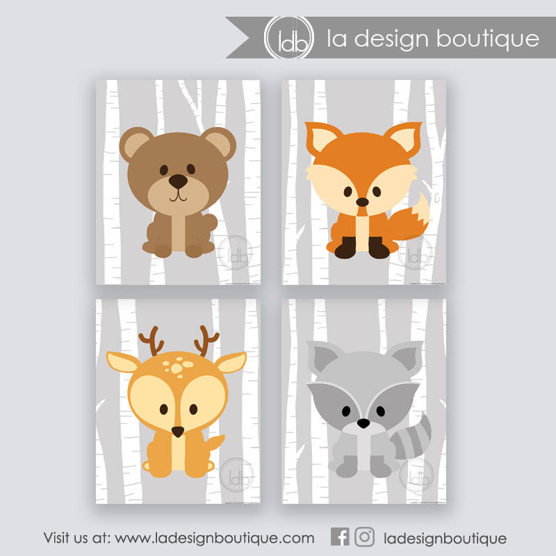 Woodland Animals Nursery Art Prints