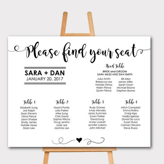 Custom Wedding Seating Chart with Minimal Style