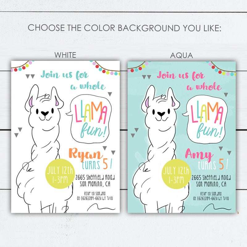 Llama Party Invitation