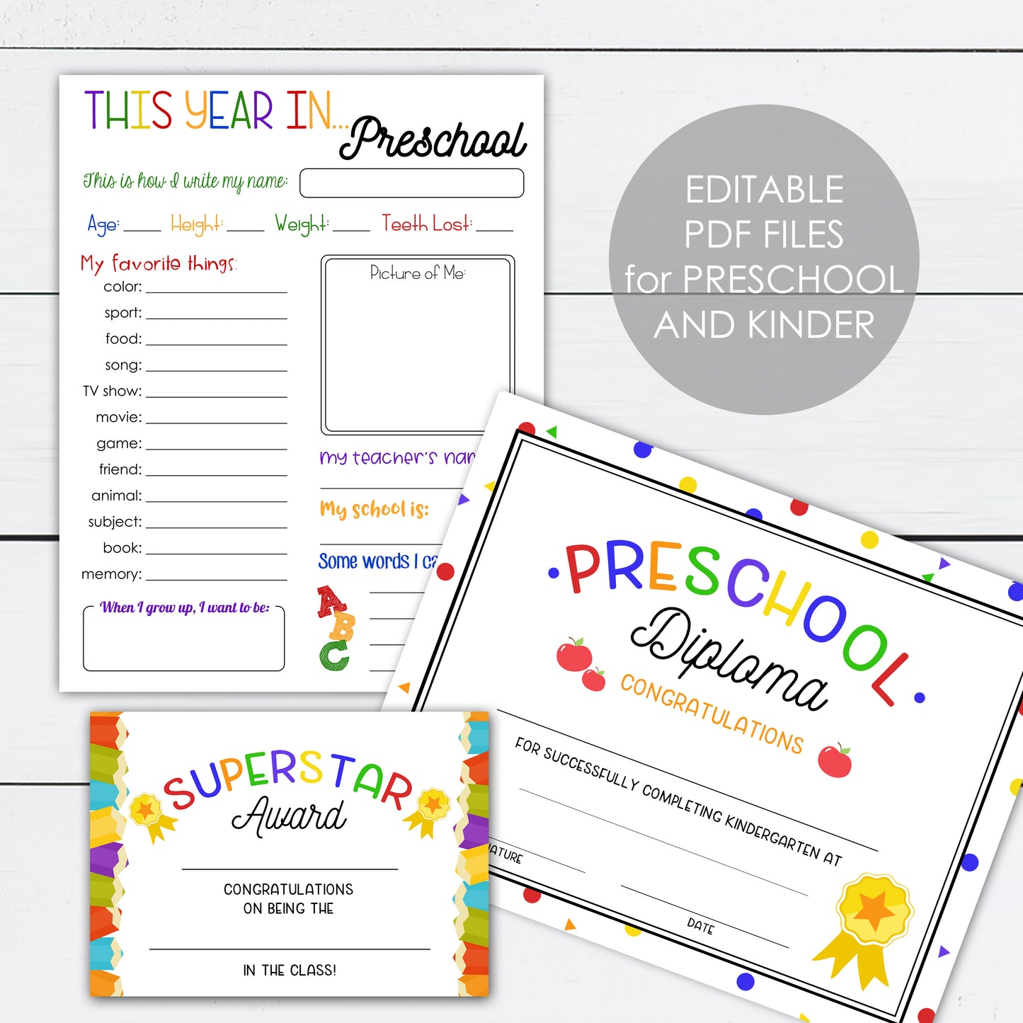Preschool Graduation Sign, Banner, Diploma Party Kit