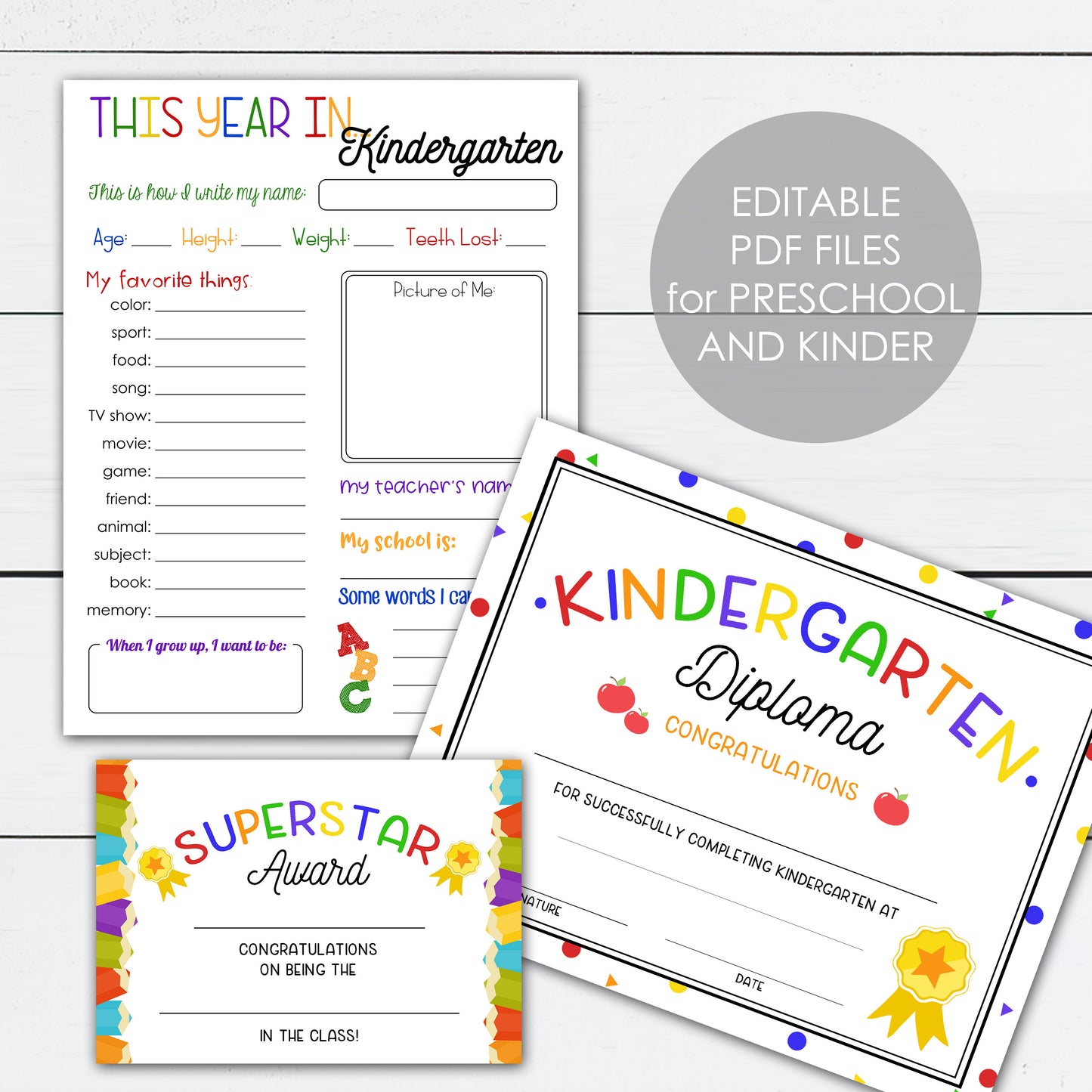 Preschool Graduation Sign, Banner, Diploma Party Kit