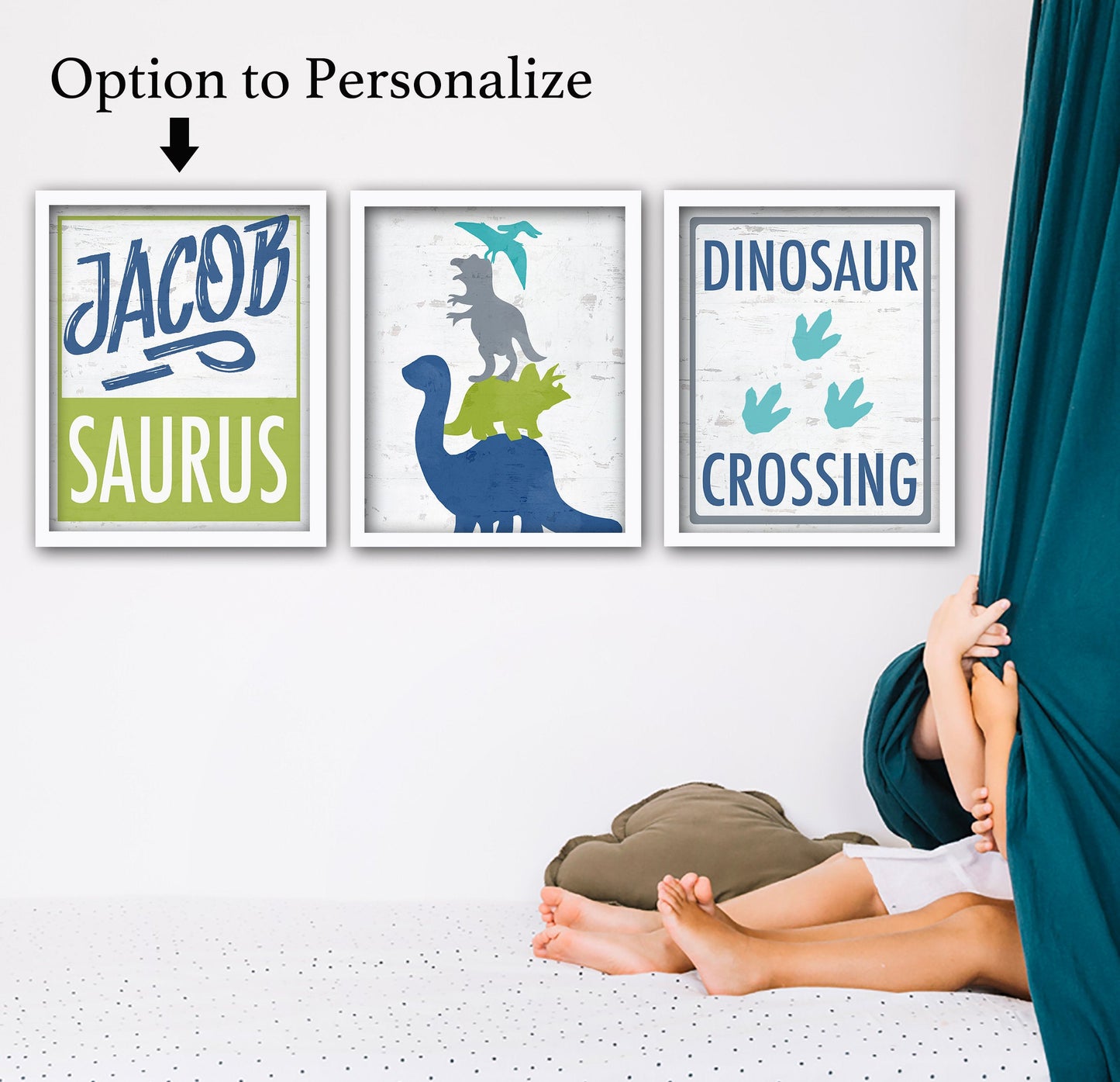 Personalized Dinosaur Wall Art for Boy's Bedroom or Party