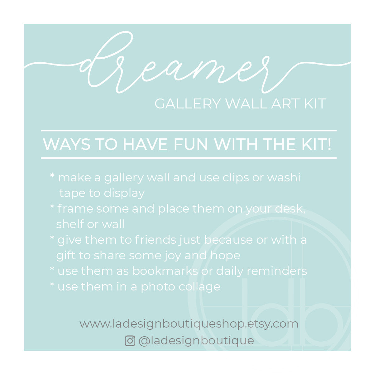 dreamer gallery wall art kit from la design boutique