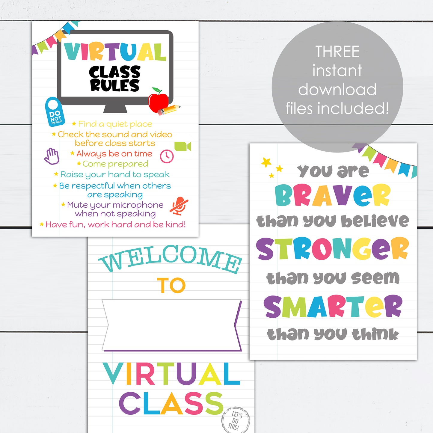 Virtual Class Rules Sign for Zoom Class