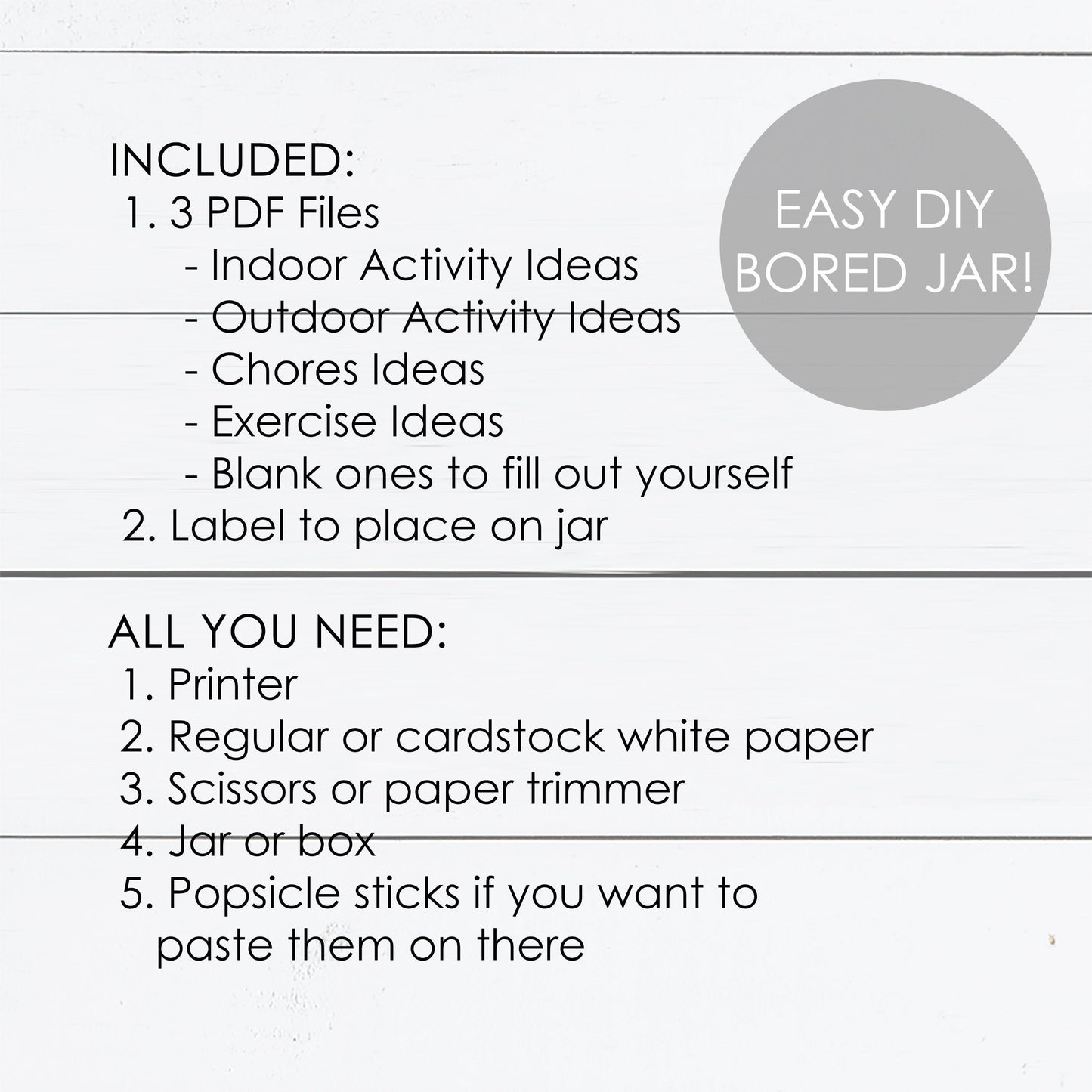 Bored Jar Kit to Help Kids with Activities at Home