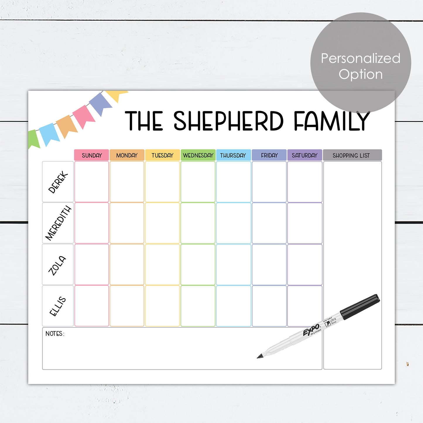 Family Planner, Family Planner Board, Family Planner Printable, Weekly Calendar, Dry Erase Board, Personalized Board, Organizer, Homework