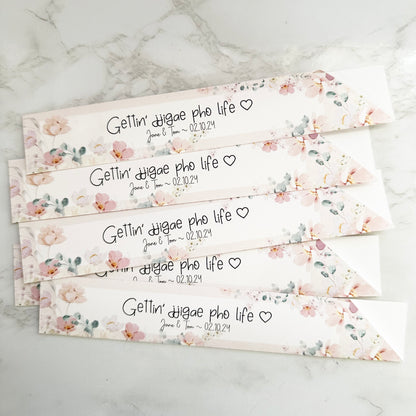 Wedding Chopstick Sleeves, Floral Wedding Chopstick Sleeves, Chopstick Sleeves, Romantic Florals, Wedding Party Favor, Personalized