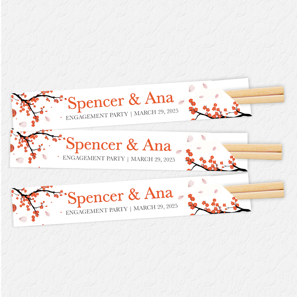 Red Blossom and Lantern Custom Chopstick Sleeves