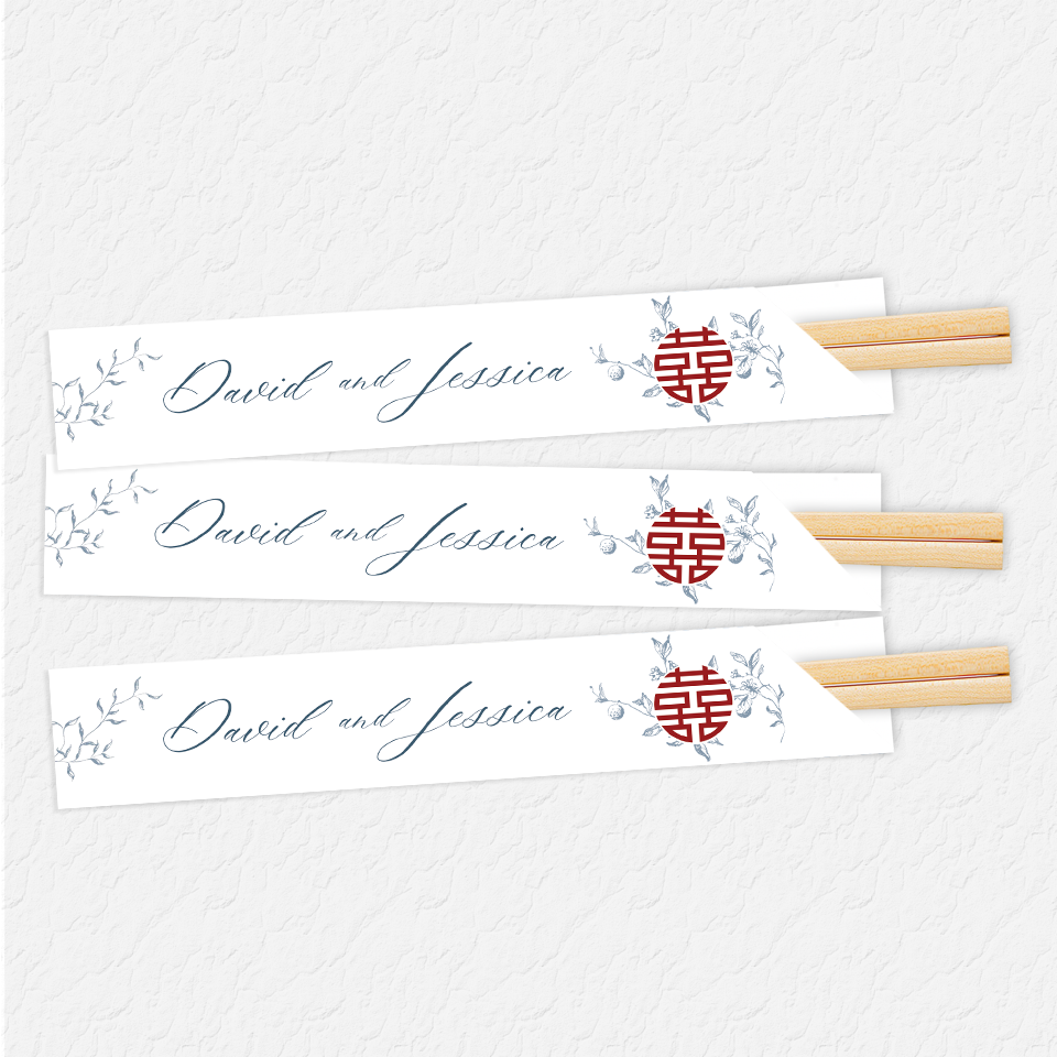 Double Happiness Chinese Wedding Custom Chopstick Sleeve
