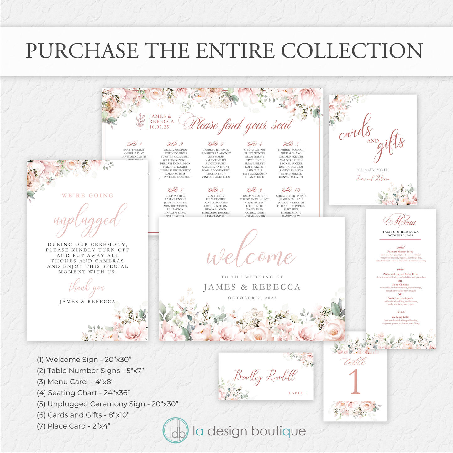 Hummingbird Florals Wedding Seating Chart - Canva Digital Template