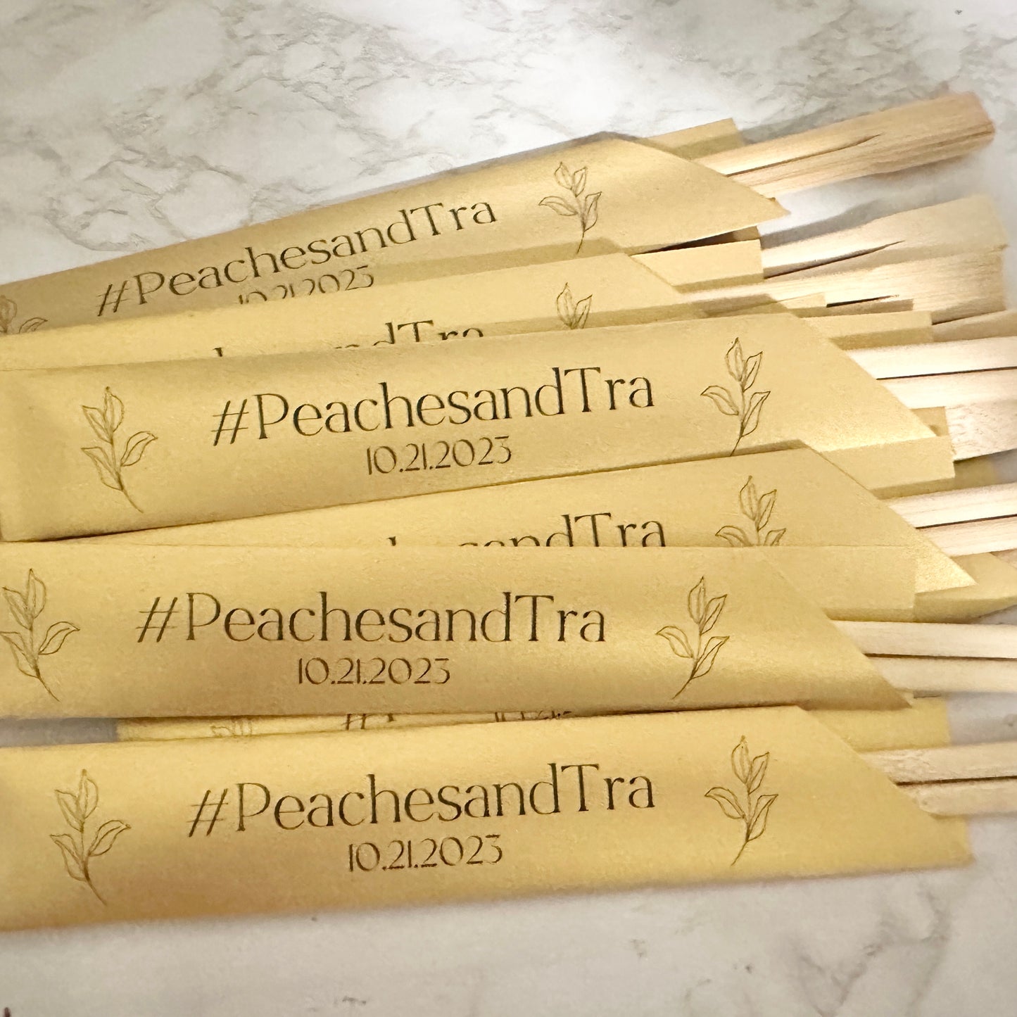 Personalized Gold Chopstick Sleeves