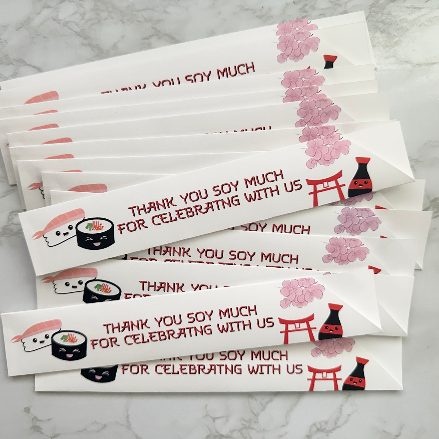 Japanese Sushi Themed Personalized Chopsticks for Sushi Party.