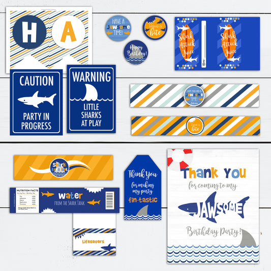 Shark Party Invitation and Party Bundle