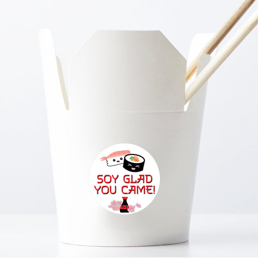Sushi Round Labels - Soy Glad You Came