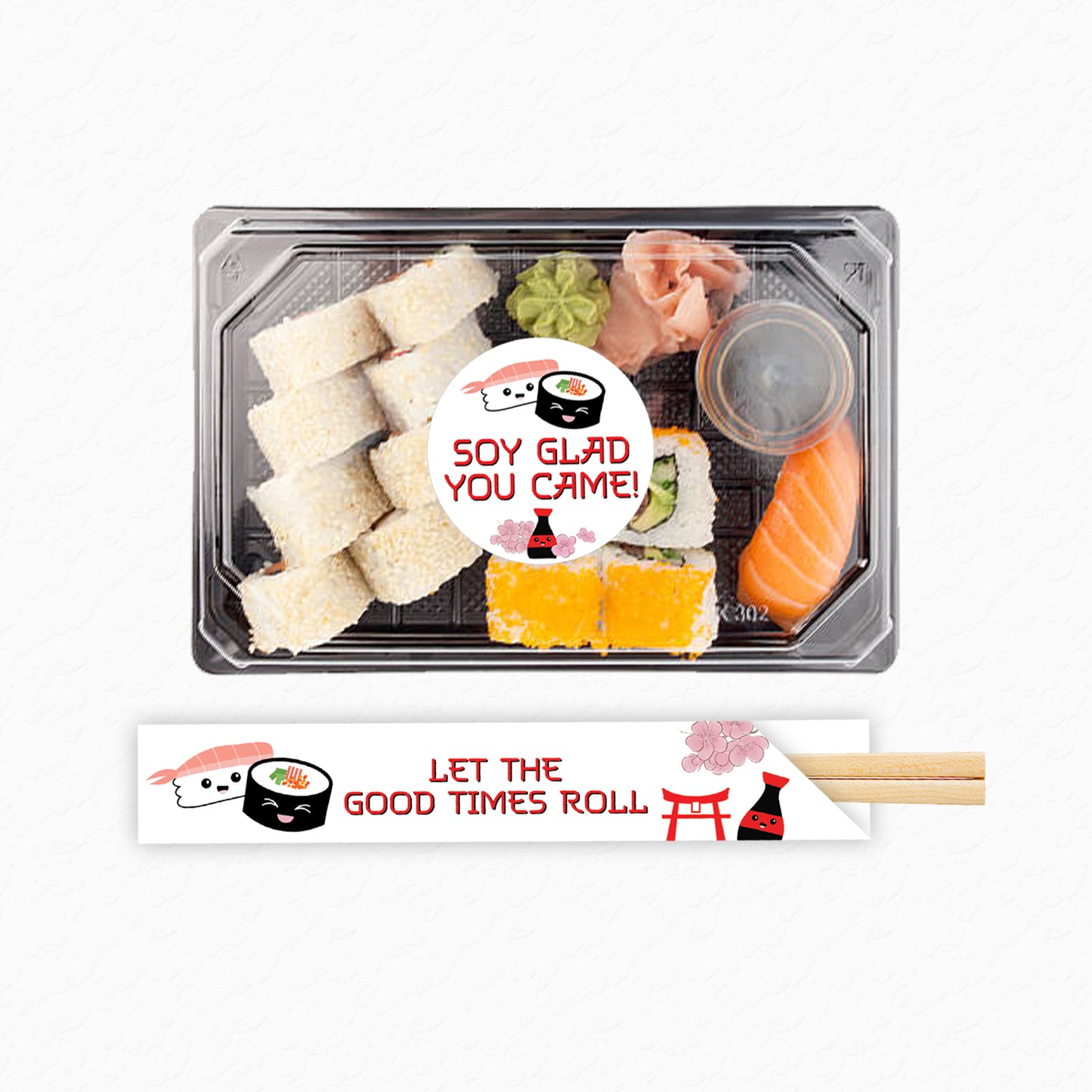 Sushi Round Labels - Soy Glad You Came