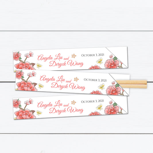 Personalized Chopstick Sleeves with Lotus Blossoms