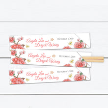 Load image into Gallery viewer, Personalized Chopstick Sleeves for Weddings and Parties with Lotus Blossoms
