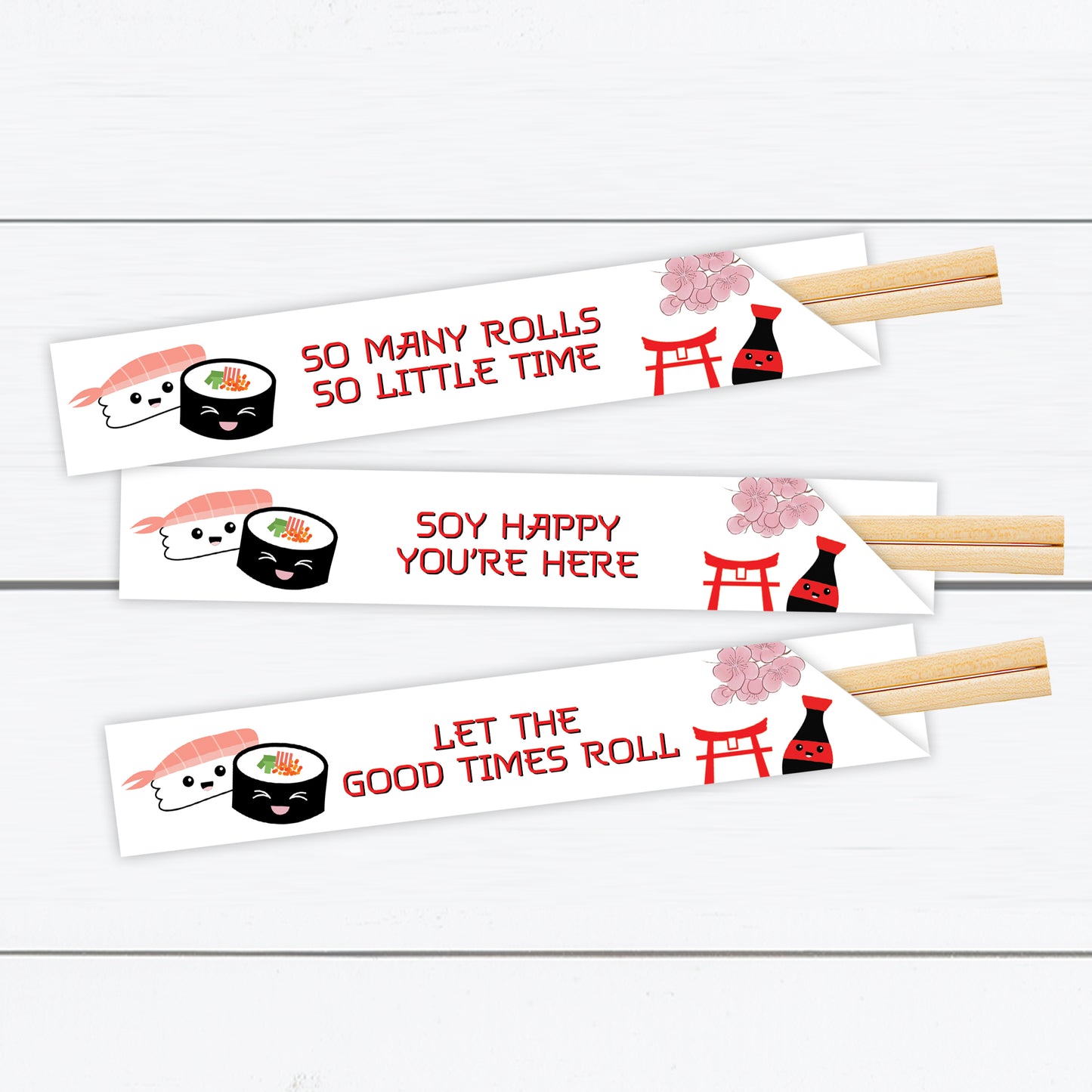 Japanese Sushi Themed Personalized Chopsticks for Sushi Party.