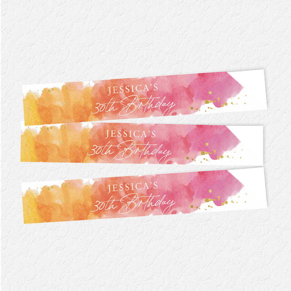 Pink and Orange Watercolor Custom Chopstick Sleeves
