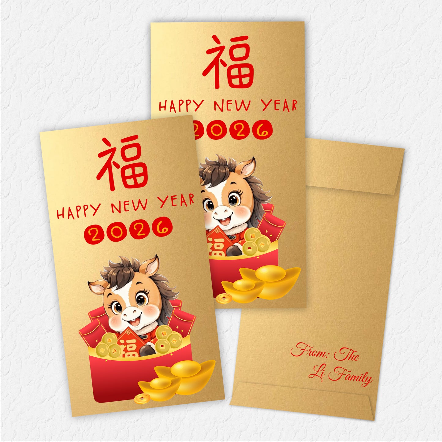 Year of the Horse Lunar New Year Money Envelope with Personalization
