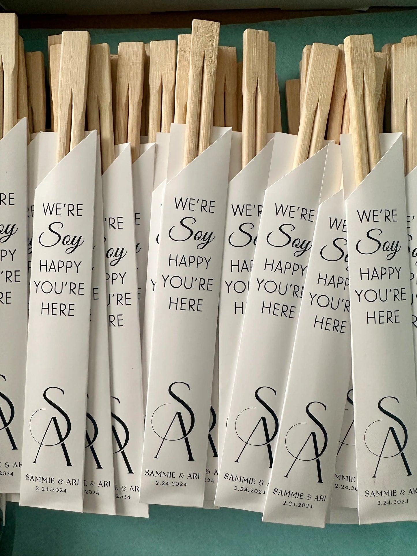 Personalized Wedding Chopstick Sleeves with Couple Illustration